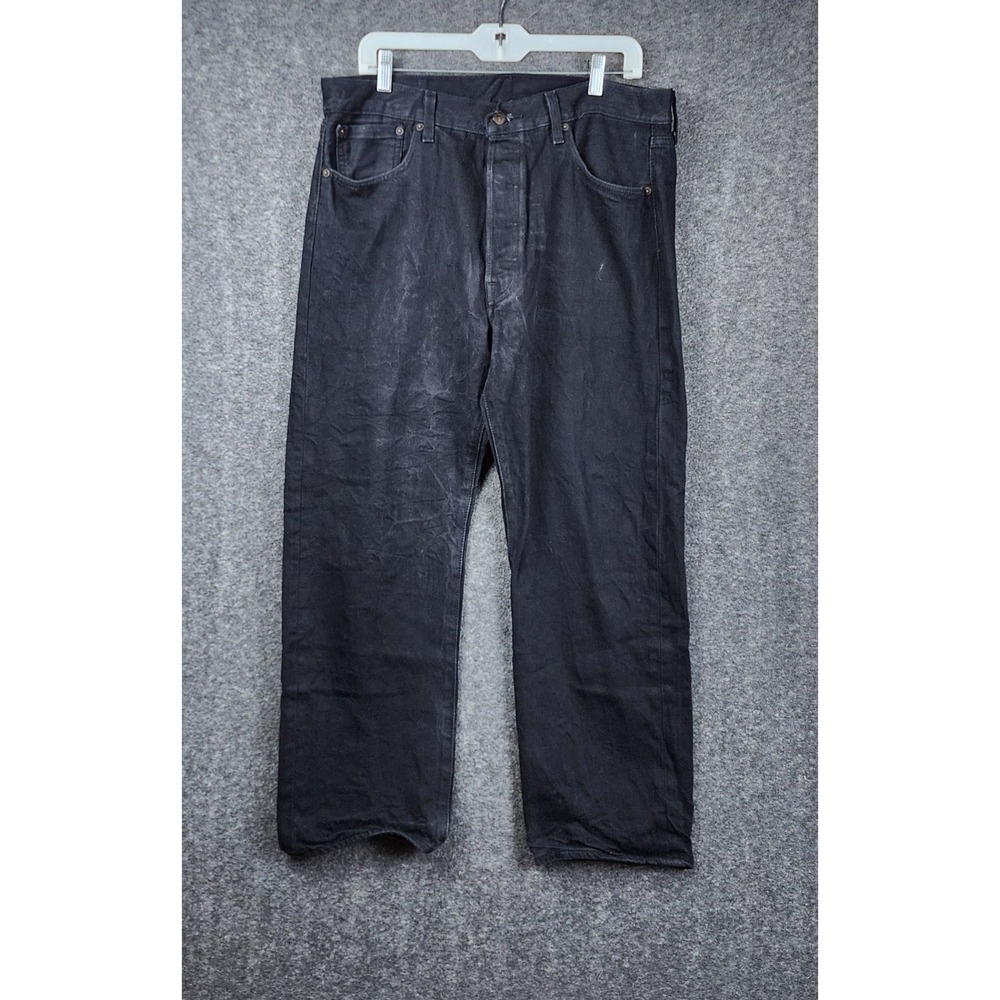 Levis 501 Jeans Mens 36x29 Black Button‎ Fly Original Straight Fit Denim